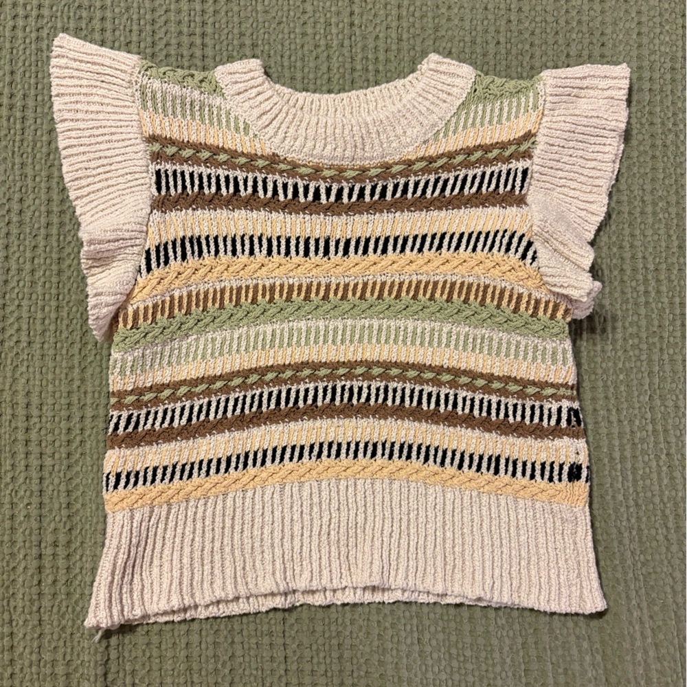 Striped Knit Short-Sleeve Top